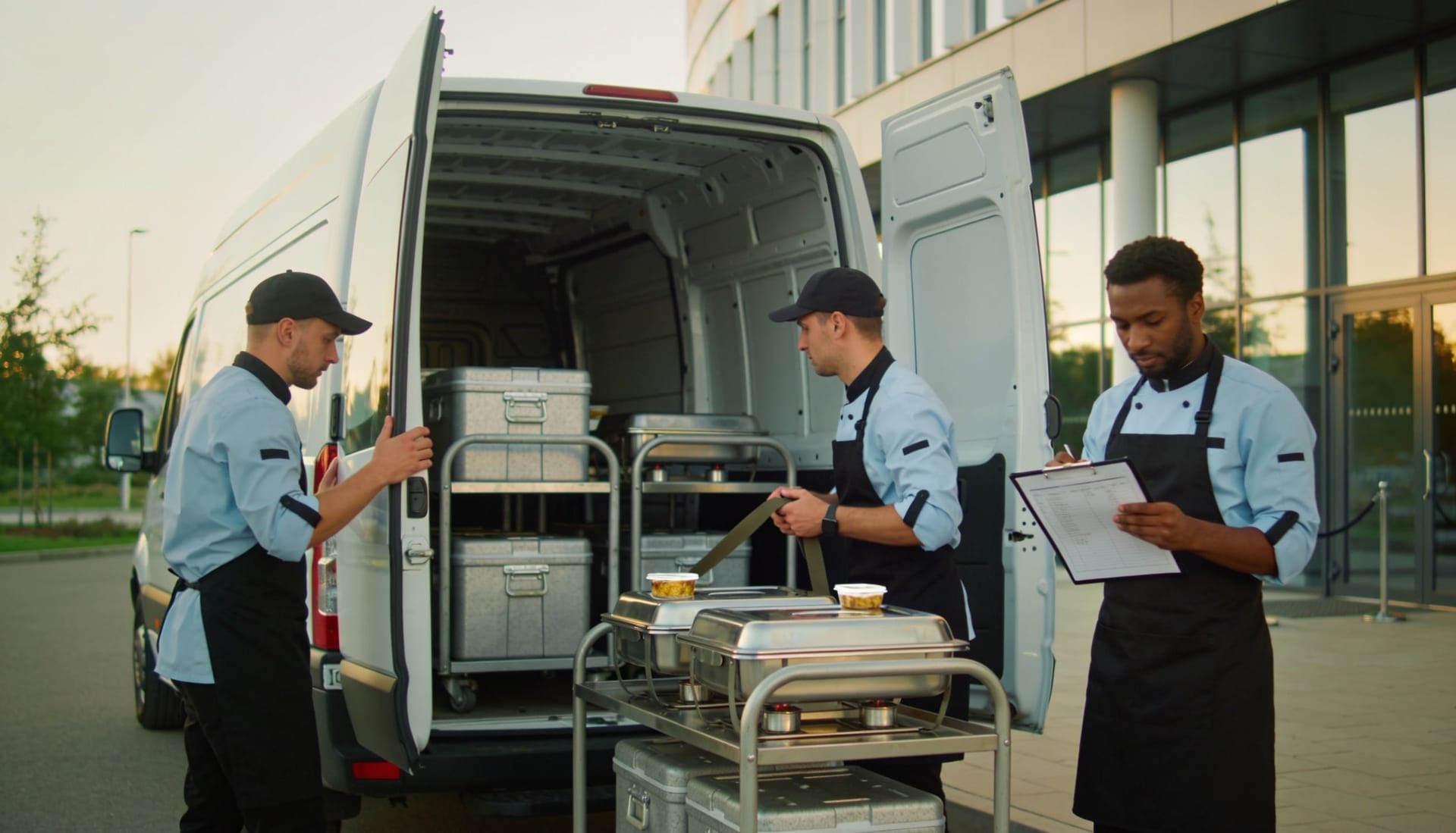 Catering team with mobile containers and Kibi Scada for cold chain monitoring