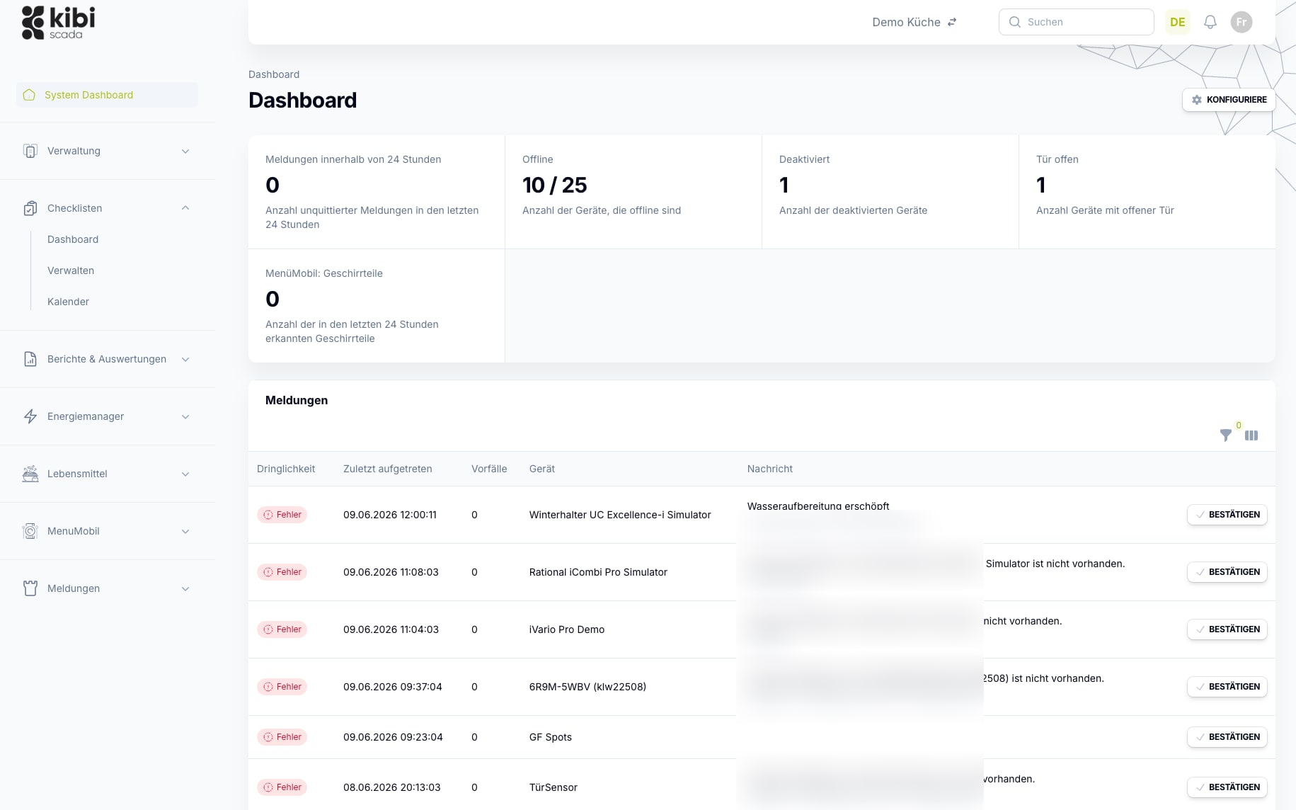 Alert Overview with Alarm History in Kibi Scada